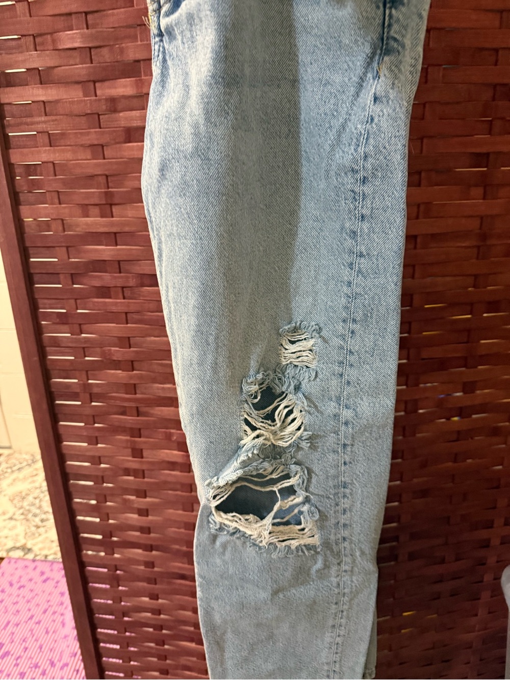 We the Free People Womens Boyfriend Jeans 25 Blue Distressed Denim Button Fly